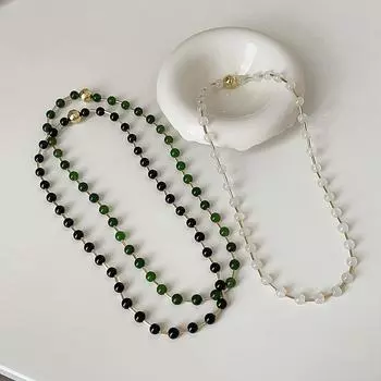 Ретро Новое китайское ожерелье из натурального камня с бусинами Женское свежее индивидуальное модное направление Универсальная цепочка на шею Цепочка на ключицу