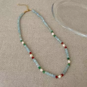 Ретро Новое китайское ожерелье из натурального камня Ice Blue для женщин, высокое чувство, легкое, роскошное, элегантное, модное, универсальное, цепочка на шею, цепочка на ключицу