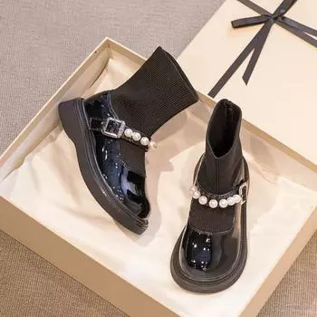 Ретро новые осенние детские носки сапоги для девочек нескользящие модные короткие сапоги для девочек одноклассники 26 yards inner length 16cm