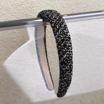 Ретро Новые Твидовые Повязки на Голову в Клетку для Женщин Темпераментные Повязки для Волос Однотонный Губчатый Обруч для Волос Осень Зима Модные Аксессуары для Волос