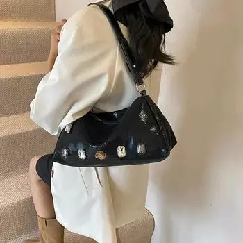 Ретро новые женские сумки через плечо с пайетками из высококачественного прочного нейлона с мягкой молнией, модная сумка через плечо
