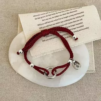 Ретро новый китайский пряжка безопасности Joy плетеный красный веревочный выдвижной браслет женский простой темперамент универсальный браслет ювелирные изделия