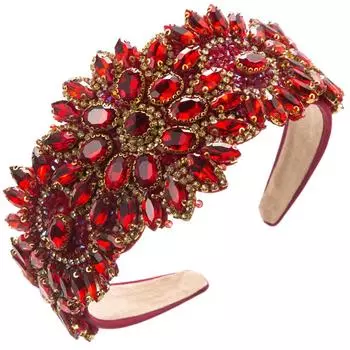 Ретро Новый Ободок для Волос с Цветком Тяжелая Промышленность Барокко Инкрустированный Бриллиантами Широкополый Высококачественный Аксессуар для Волос для Танцевальной Вечеринки Заколка