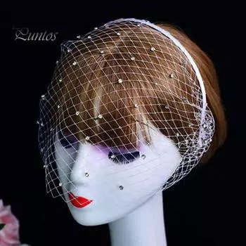 Ретро обруч для волос, блестящие стразы, инкрустированные сетчатым дизайном, эластичная повязка на голову, косплей-вечеринки, повязка для волос ручной работы, аксессуар для косплея чёрный