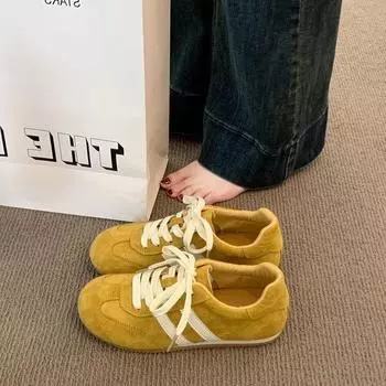 Ретро обувь Dexun женская обувь весна 2025 новые туфли на плоской подошве Forrest Gump спортивная обувь легкие повседневные туфли на мягкой подошве 35 жёлтый