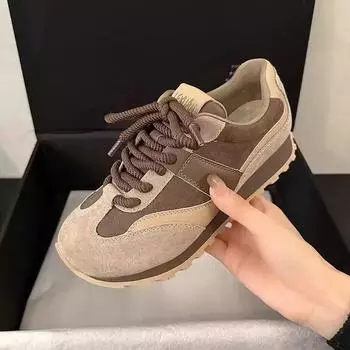 Ретро-обувь для сноуборда, женская весна и осень, новинка, модная обувь, универсальная, студенческая, спортивная, маленькая белая обувь 35 темно-коричневого