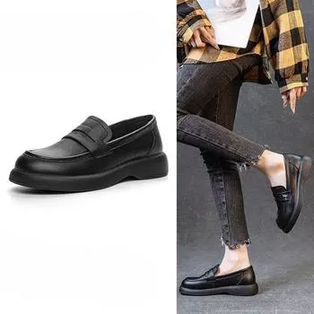 Ретро обувь Универсальная обувь Обувь на толстой подошве Женская обувь на мягкой подошве Обувь, надеваемая одним движением 35