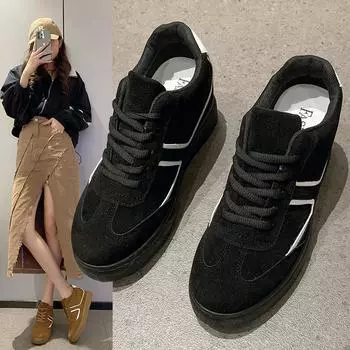 Ретро-обувь женская 2025 весна и осень новые кроссовки на платформе shell head универсальная спортивная и любительская обувь 35 чёрный