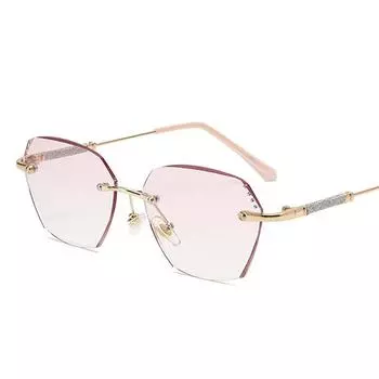 Ретро очки для чтения без оправы, синий свет, блокирующий ромбовидную огранку, градиентные очки для дальнего видения, очки для женщин 0(anti-blue) золотой