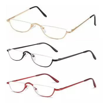 Ретро-очки для чтения с металлическими пружинными шарнирами, высокой четкостью, полукруглые, полуободковые, для чтения, оптические очки, маленькая оправа для очков +250 красный