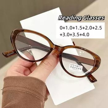 Ретро очки для пресбиопии кошачий глаз TR90 оправа анти-синий свет плоские очки ультра легкие очки для чтения увеличенной оправы до +4.0 0 чёрный