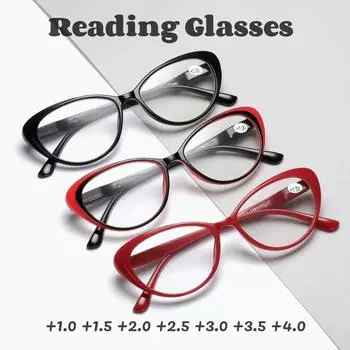 Ретро очки «кошачий глаз», женские очки для чтения, винтажные оптические очки для дальнозоркости, диоптрии от +1,0 до +4,0 1.0 чёрный