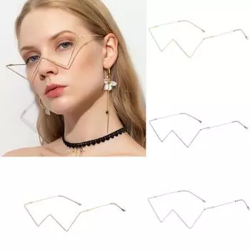 Ретро очки неправильной формы, винтажные унисекс очки, оправа, аксессуар серебряный