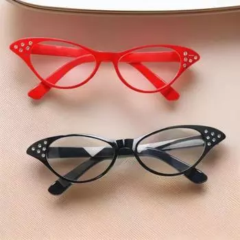 Ретро-очки с бриллиантовым декором «кошачий глаз» — модное плоское зеркало для аксессуаров на Хэллоуин diamond frame чёрный