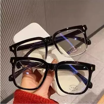 Ретро-очки в большой оправе черного цвета для женщин и мужчин с защитой от синего света, без рецепта — минималистичный дизайн для близорукости