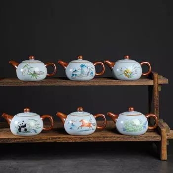 Ретро одиночный горшок для чая Xishi Pot Ge Kiln Керамический чайный сервиз кунг-фу