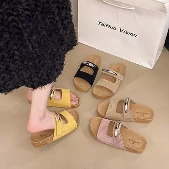 Ретро-односложные классные тапочки на толстой подошве 2025 года, новые летние тапочки Boken, универсальные повседневные пляжные сандалии для женщин 35 розовый
