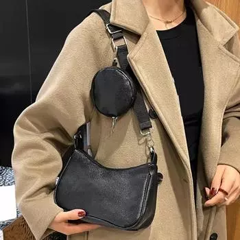 Ретро однотонная сумка из искусственной кожи на плечо, подмышки, женские модные сумки, повседневные кошельки-бродяги и сумки, женские сумки
