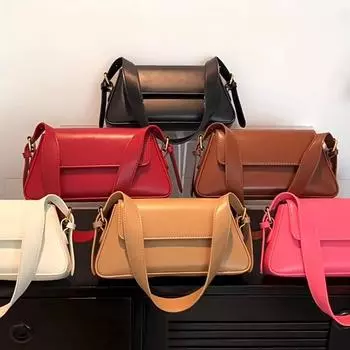 Ретро однотонные сумки на плечо для женщин из искусственной кожи, женская сумка подмышками, винтажные сумки и кошельки 26x5.5x14cm чёрный