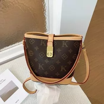 Retro old flower portable small bag women s new high-end texture bucket bag versatile shoulder messenger bag