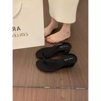 Retro one-pedal cool slippers, fashionable low-heeled casual one-word slippers for summer wear 35