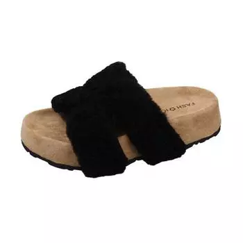 Retro one-pedal fluffy slippers women s autumn and winter new outer slippers fashion with skirt one-word drag 35