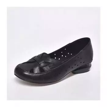 Retro one-pedal hollow mother shoes new summer low-heeled leather shoes women s soft-soled beanie shoes 35