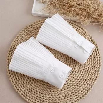 Retro Organ Pleated Pleated Fake Sleeve Women s Black White Shirt Fake Sleeve Sweater Sweatshirt Accessories Ornament Fake Sleeve Mouth White button One size