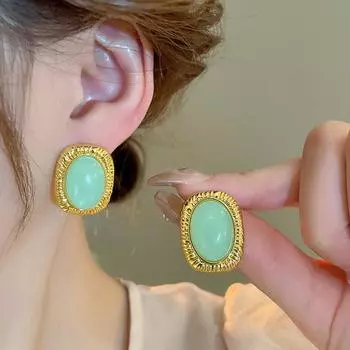 Ретро овальные квадратные полосатые серьги классические серьги-гвоздики куртуазный стиль смоляные овальные серьги женские розовый