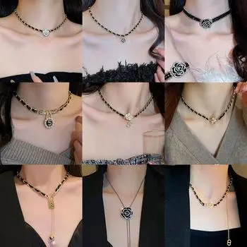 Ретро-ожерелье Camellia Love из кожи, персонализированная цепочка для ключицы, высококачественные ювелирные изделия Xiang для женщин