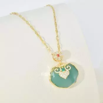 Ретро Ожерелье из нефрита Хэтянь Сянъюнь Женское Гуочао Этнический стиль Индивидуальность Темперамент Цепочка на ключицу Ювелирные изделия