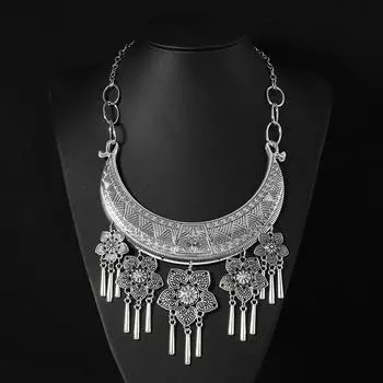 Ретро ожерелье Мяо ручной работы серебро Мяо колье на ключицу экзотическое танцевальное выступление аксессуары для женщин Дун из Гуйчжоу