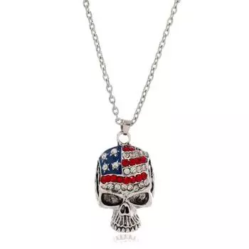 Ретро ожерелье с полным бриллиантовым черепом, модное мужское и женское, хип-хоп, длинная цепочка для свитера, аксессуары