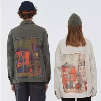 Ретро-пэчворк-модная куртка L