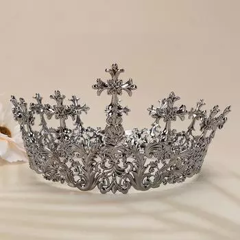 Ретро дворцовая корона, корона в стиле барокко, железный крест, декоративная корона, высококачественный головной убор
