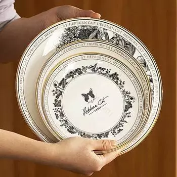 Retro Palace Style Ceramic Plate Light Luxury Coffee Shop Afternoon Tea Exquisite Dessert Plates Delicious Dishes Fish Plate