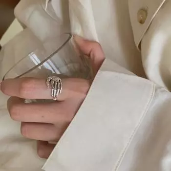 Ретро панк открывающиеся черепа перстни стимпанк хип-хоп индивидуальные перстни ювелирные изделия для вечеринок мужчины женщины кольца на Хэллоуин Resizable серебряный