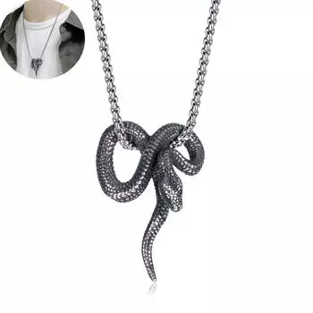 Ретро-панк подвеска в виде змеи, индивидуальное модное универсальное ожерелье из титановой стали для мальчиков, мужские ювелирные изделия 3*550mm серебряный