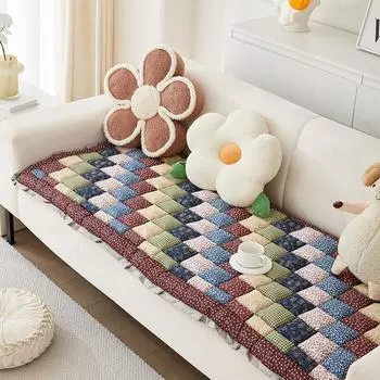 Ретро пасторальная утолщенная подушка для дивана Mantou из чистого хлопка, противоскользящая подушка для дивана, утолщенная подушка против кошачьих царапин 70*70cm