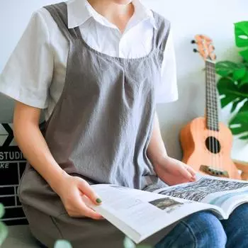 Ретро-пасторальный фартук для женщин, домашний уют, симпатичный однотонный кухонный фартук, чистая униформа официанта серый