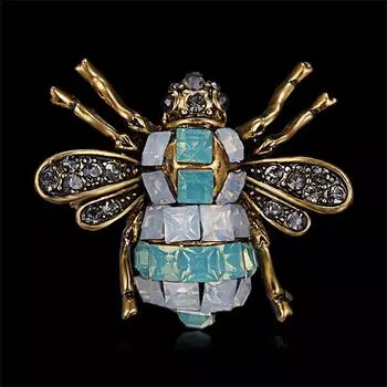 Ретро пчела горный хрусталь картина брошь маслом личность милое животное высокого класса изысканный нагрудный