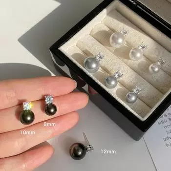 Retro pearl stud earrings women s light luxury niche high-end silver needle zircon earrings New Year s earrings New products 925 silver needle