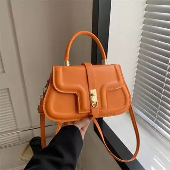 Ретро персонализированная сумка женская 2024 новая модная простая сумка через плечо повседневная трендовая сумка-мессенджер текстура седельная сумка чёрный