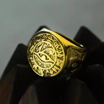 Ретро персонализированное кольцо в виде глаза фараона Древнего Египта для мужчин в стиле панк, модное кольцо из нержавеющей стали, анкх, крест, байкерское ювелирное изделие, амулет No. 7