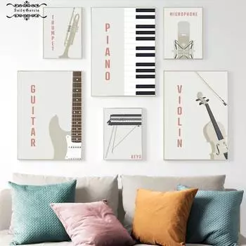 Ретро пианино, гитара, скрипка, музыкальный сувенирный постер, настенные художественные фотографии, холст, живопись, натюрморт, принты для декора гостиной 21*30cm