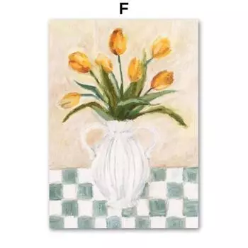 Ретро Пижамная Девушка Лимонные Цветы Ваза Абстрактная Галерея Постеры И Принты Настенное Искусство Холст Живопись Картины Для Декора Гостиной 21cm30cm NoFrame