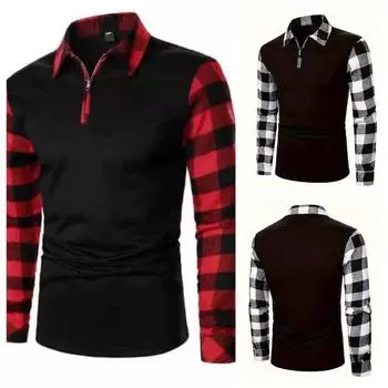 Рубашка в клетку в стиле ретро, мужская повседневная рубашка-регби с V-образным вырезом и длинным рукавом для зимы и осени, мужская одежда S
