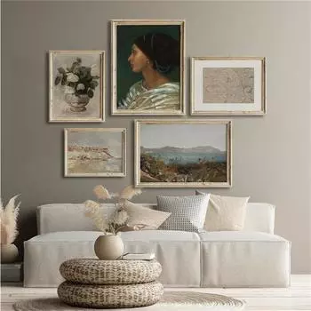 Ретро плакат и принты, винтажная женская голова, цветок, холст, картина, галерея, настенное художественное украшение, настенные картины для дома, художественный декор 21x30cm No Frame