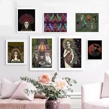 Ретро-плакат с ведьмой, анатомическая Венера, холст, картина, печать, винтажная картина с изображением богини, доктора чумы, настенные картины fures, декор детской комнаты для малышей 21x30cm No Framed красный