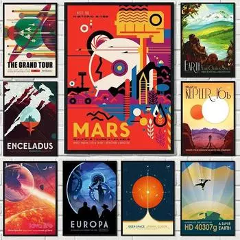 Ретро плакаты Jpl о космическом путешествии на Марс, постер с космическими атомными часами, настенная живопись, детская комната, домашний декор для кафе, клуба 21cm30cm NoFrame